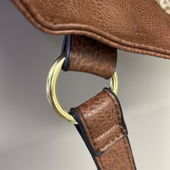 Marc Fisher Brown Zip Code Buckle Saddle Handbag - Picture 13 of 16